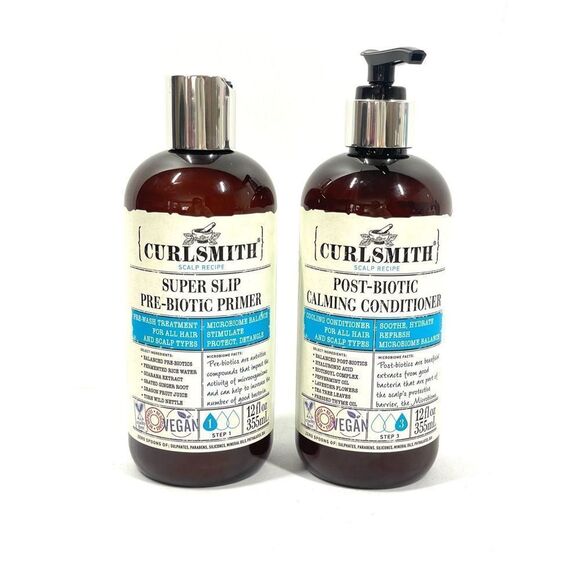 Curlsmith Super Slip Pre Biotic Primer & Post Biotic Calming Conditioner 12oz X2 - Picture 1 of 2